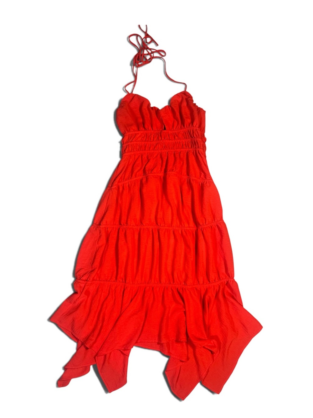 Monteau Tiered Halter Dress Red Size Medium